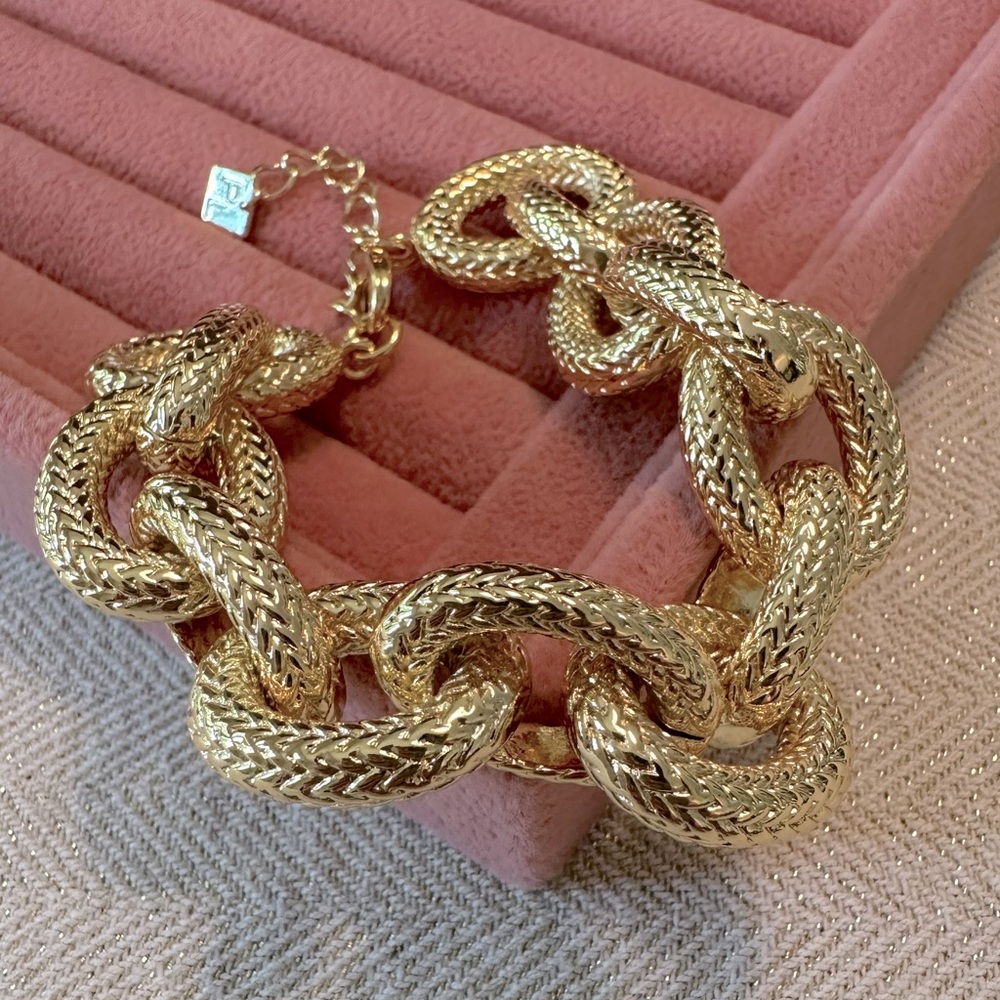 NWOT Chunky Gold Link Bracelet Park Lane Jewelry Collette Retired Unisex Heavy - Picture 10 of 11